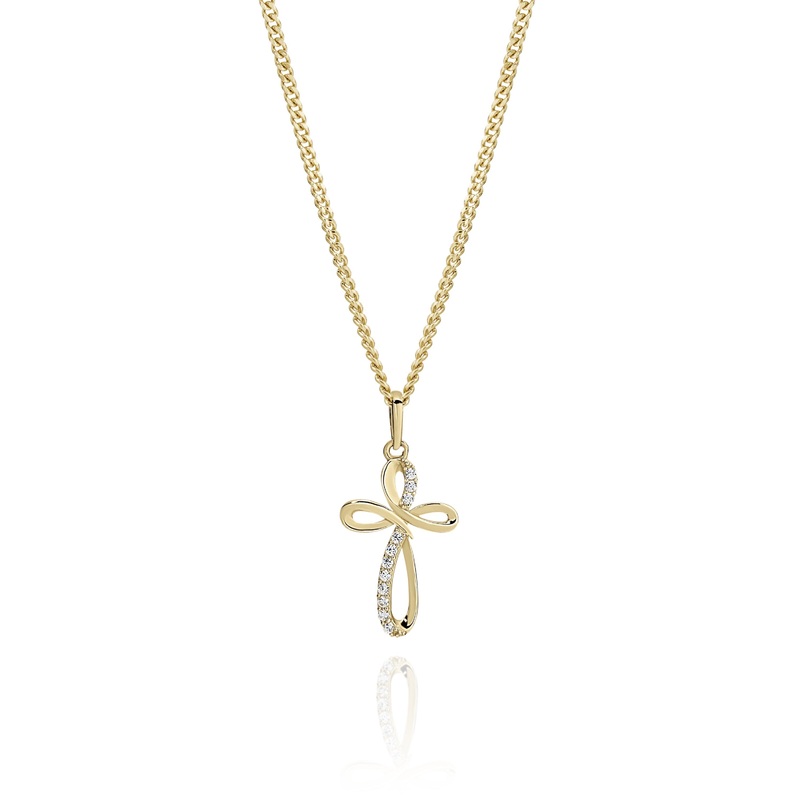 9ct gold stone set cross pendant