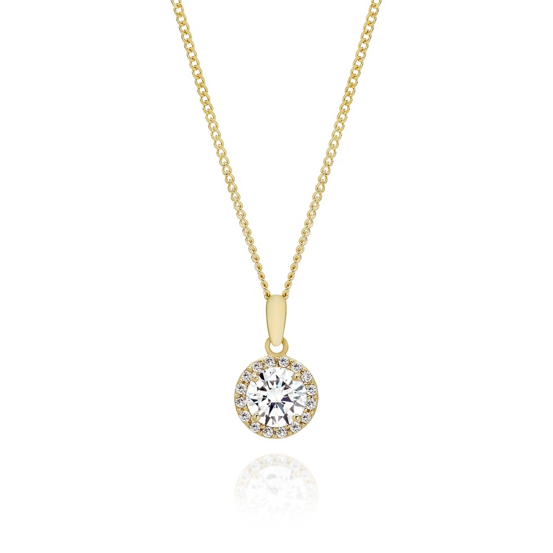 9ct gold stone set halo pendant