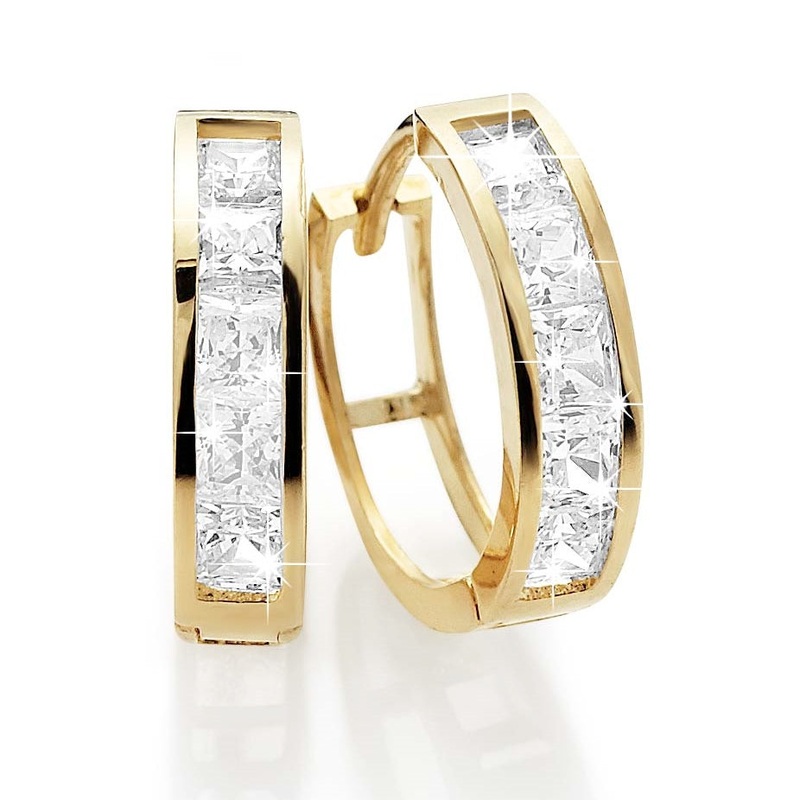 9ct gold stone set earrings