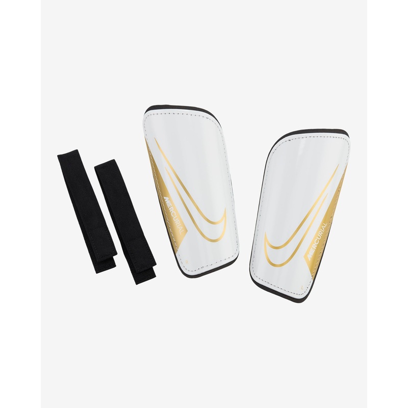 Mercurial Hard Shell Soccer Shin Guards WHITE/BLACK/GOLD XS