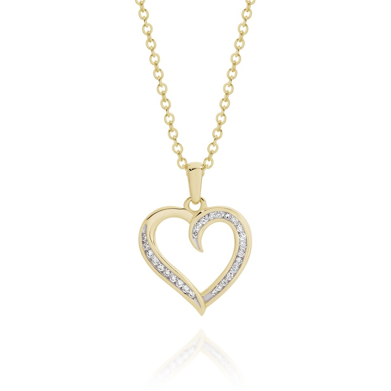 9ct gold 0.12ct diamond heart pendant
