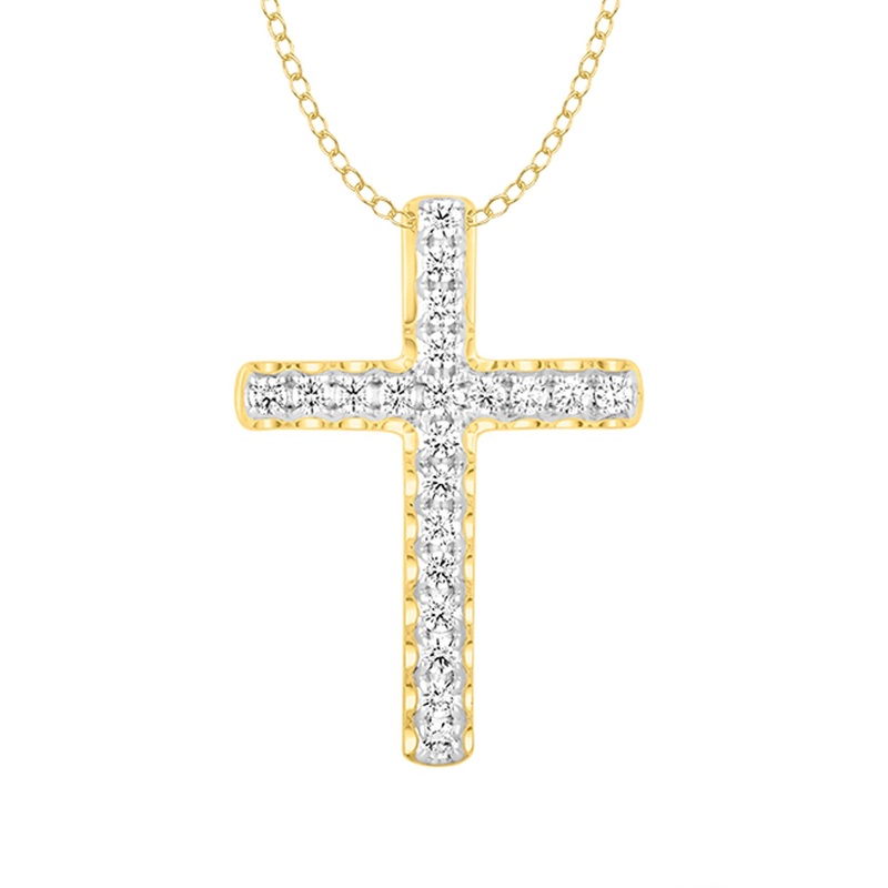9ct gold 1/4ct diamond cross pendant