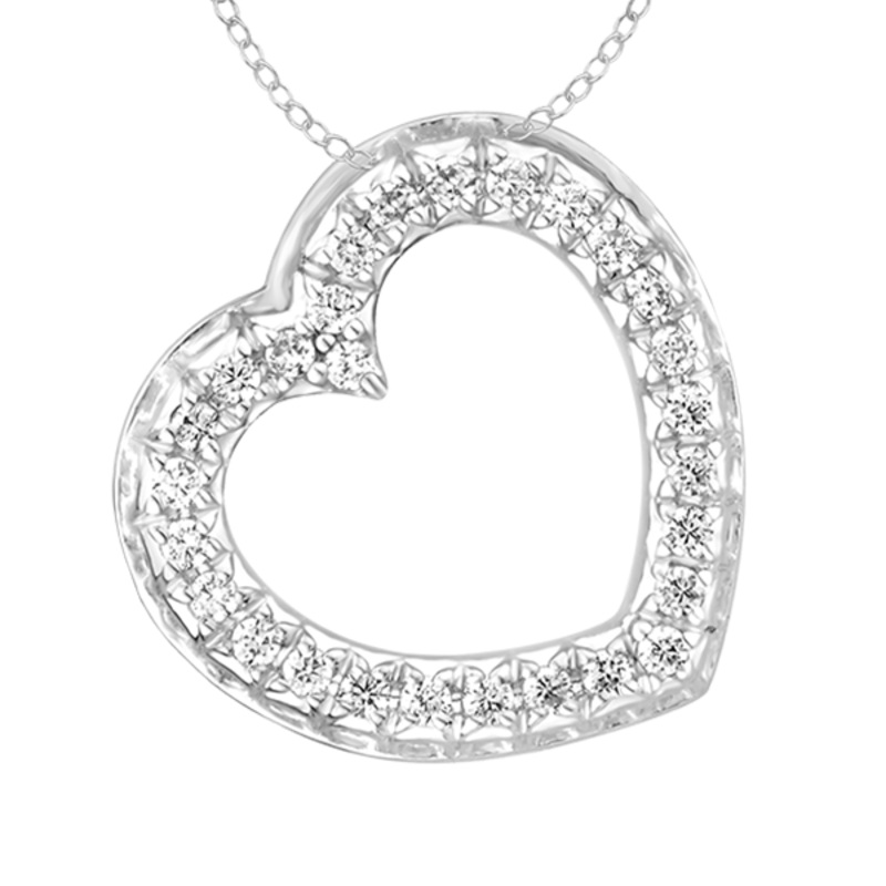 9ct white gold 0.25ct diamond heart pendant