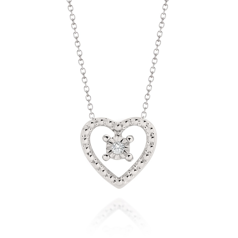 9ct white gold diamond heart pendant