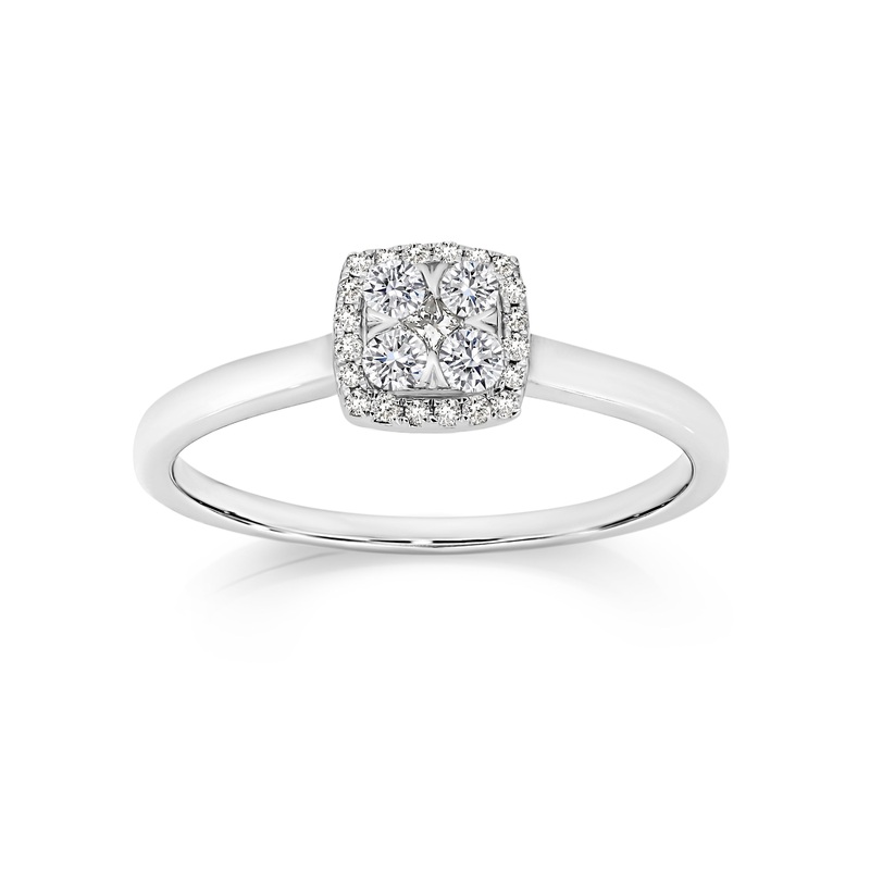 9ct white gold 0.27ct diamond ring
