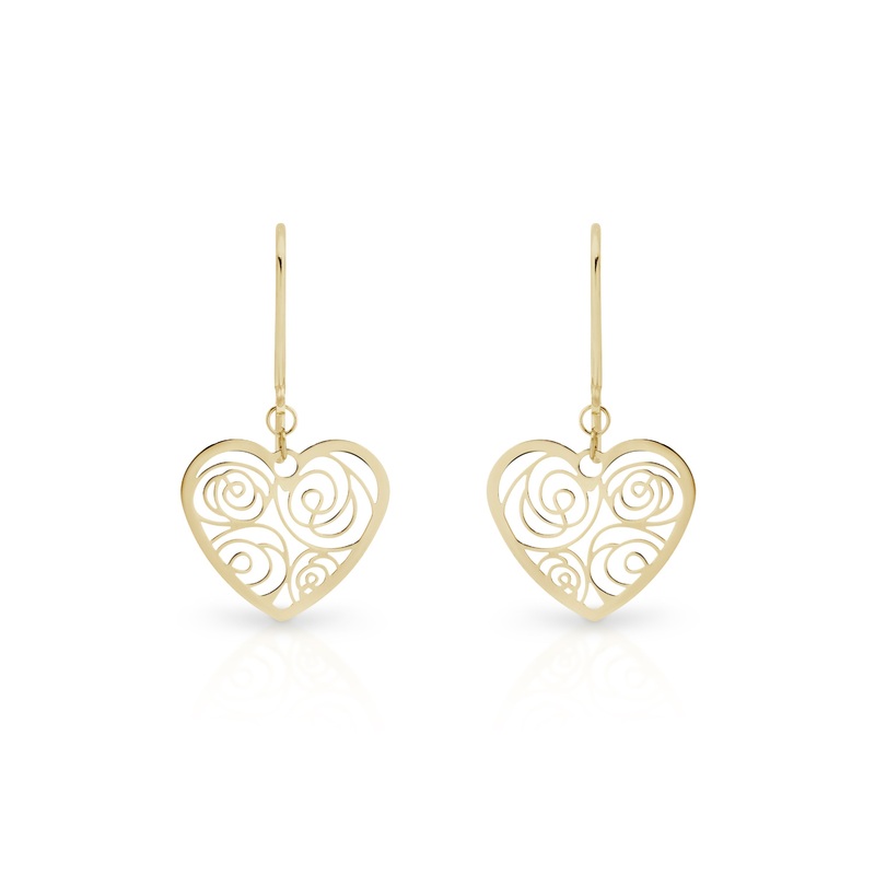 9ct gold heart earrings