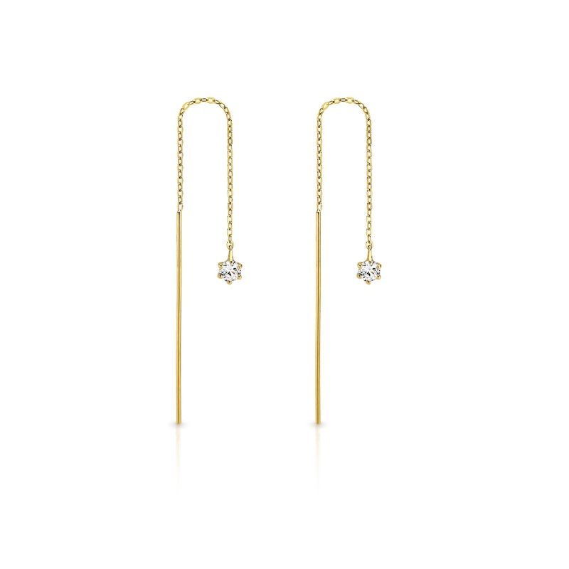 9ct gold cubic zirconia thread earrings