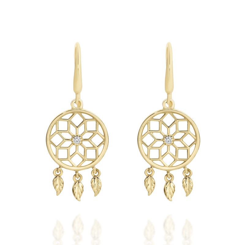 9ct gold dream catcher earrings
