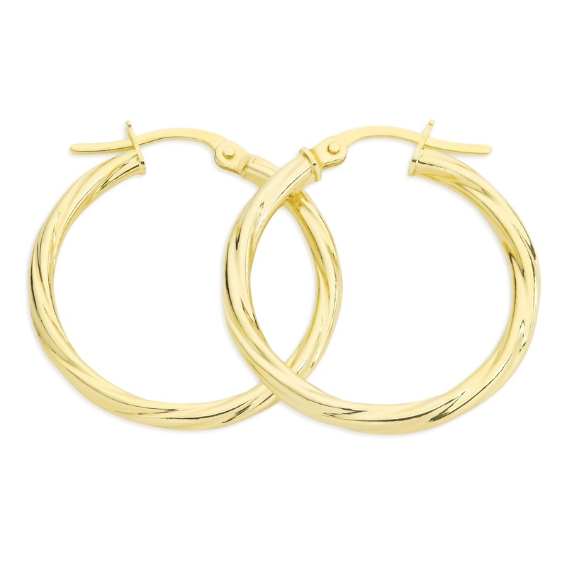 9ct gold twist hoops (20mm)