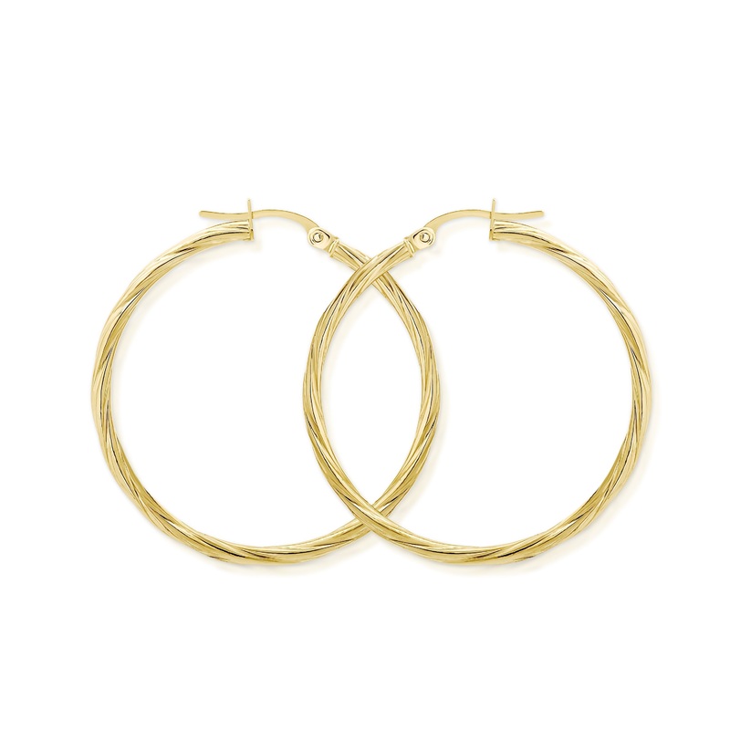9ct gold twist hoops (30mm)
