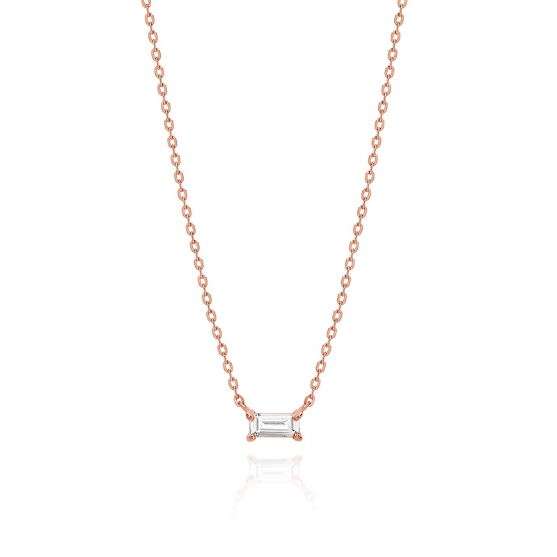 9ct rose gold emerald cut necklet