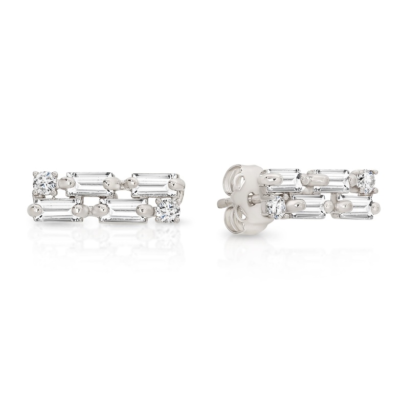 9ct white gold multi-stone studs