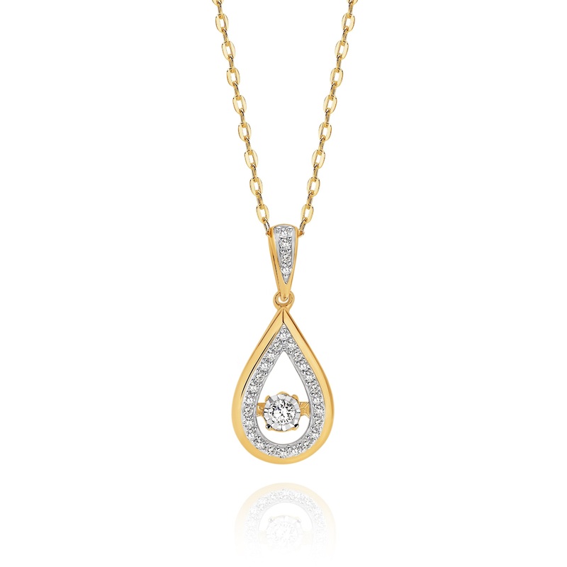 9ct gold 0.12ct dancing diamond pendant