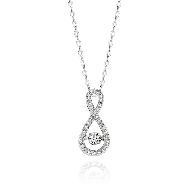 9ct white gold 0.10ct dancing diamond pendant