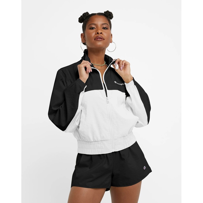 Women’s Woven Full Zip Jacket WHITE/BLACK XS