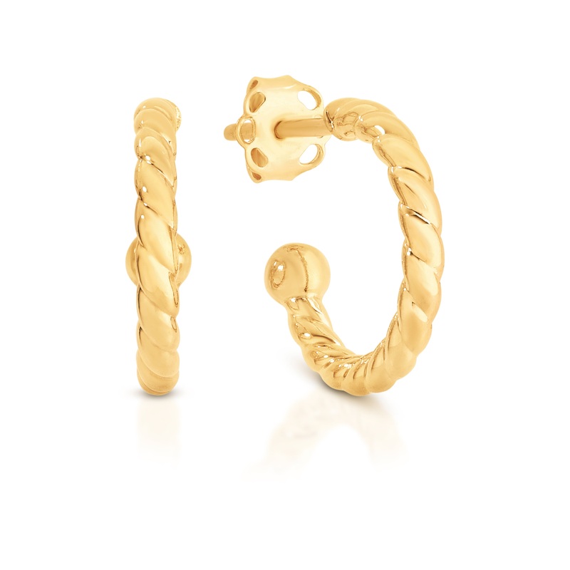 9ct gold rope twist hoop studs