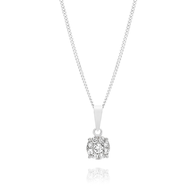9ct white gold 0.13ct diamond pendant