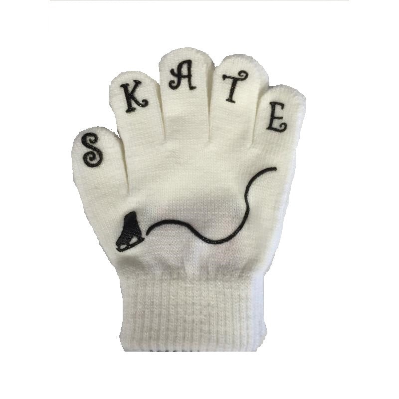 Kid’s Magic Stretch Gloves with Skate Logo  size  3-6 years White