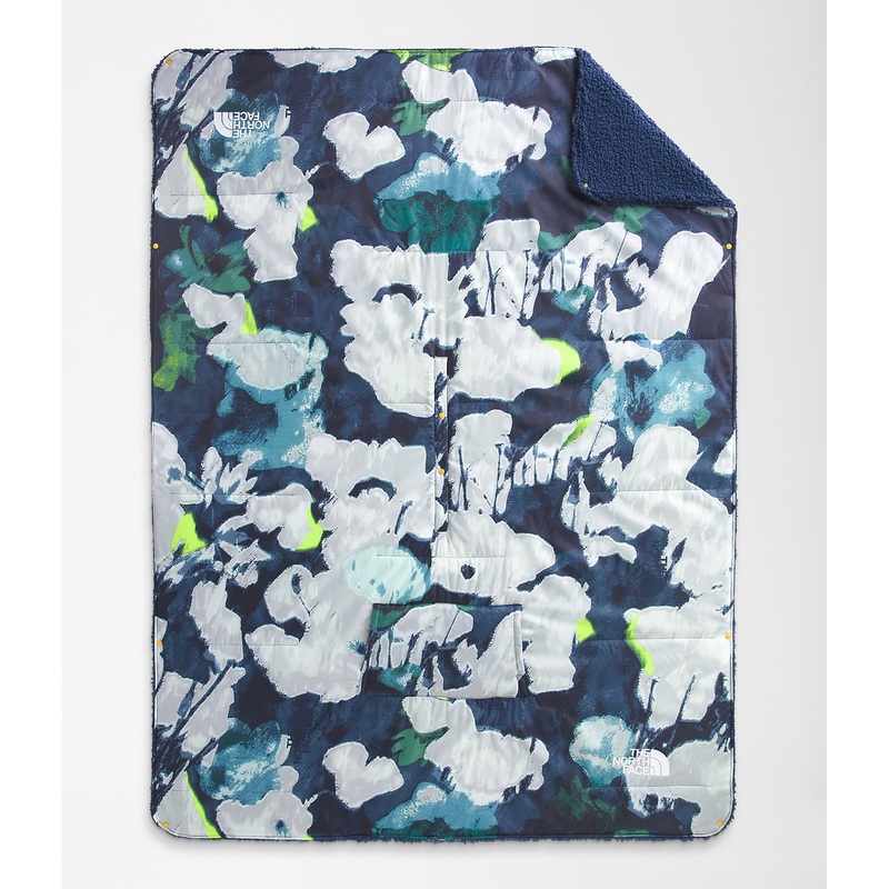 Wawona Fuzzy Blanket SUMMIT NAVY ABSTRACT FLORAL PRINT