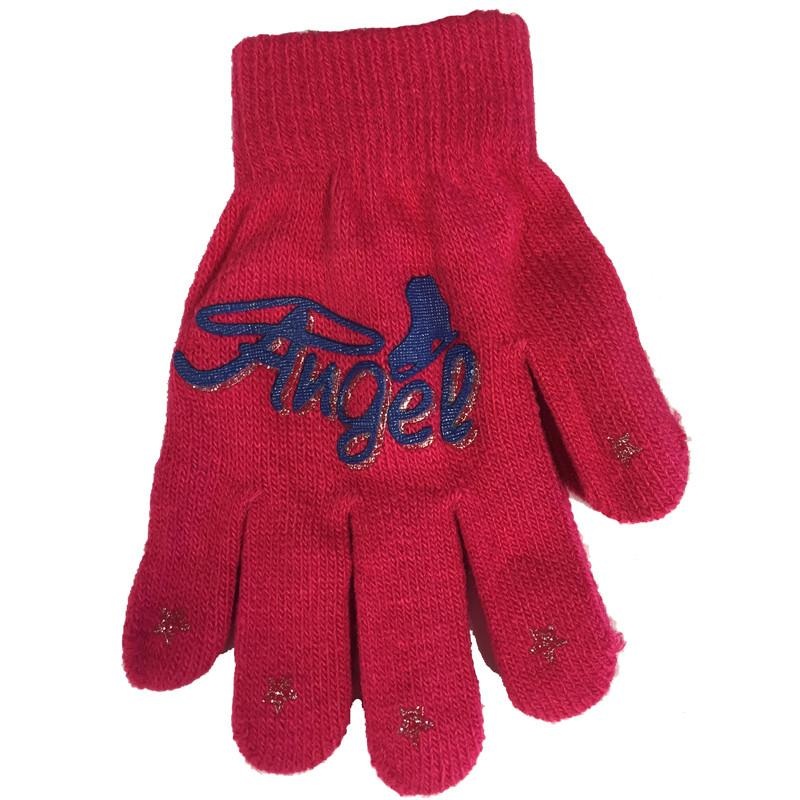 Youth Magic Stretch Gloves with Angel Skate Logo Hot Pink