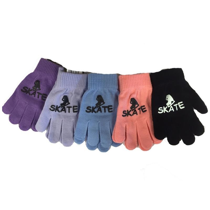 Youth Magic Stretch Gloves with Ice Skate Logo Light Pink