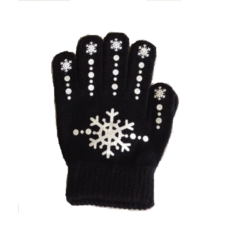 Youth Magic Stretch Gloves with Snowflake Logo Black