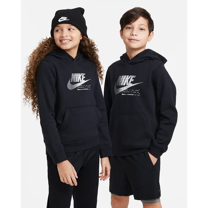 Big Kids’ Sportswear Club Fleece Graphic Pullover Hoodie BLACK S