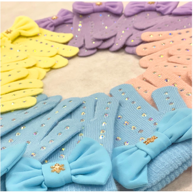 Frozen Couture Lux Bow Gloves Pastel Child Small Blue