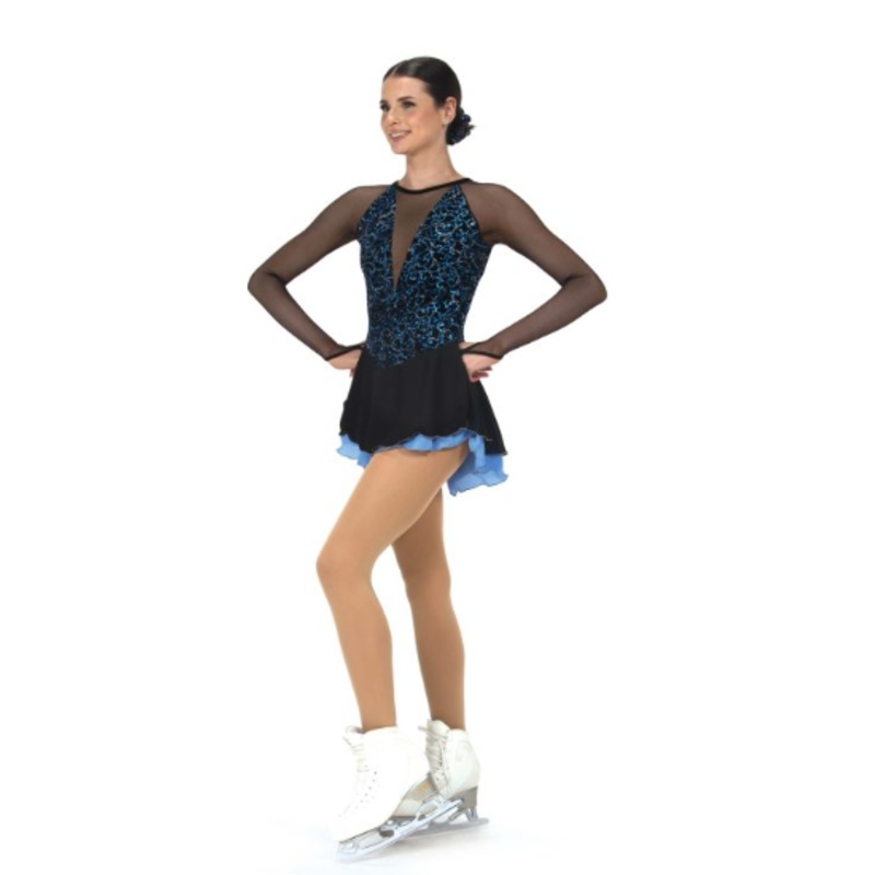 J618/22 Sound of Swirls Dress: Black/Blue Child 12-14