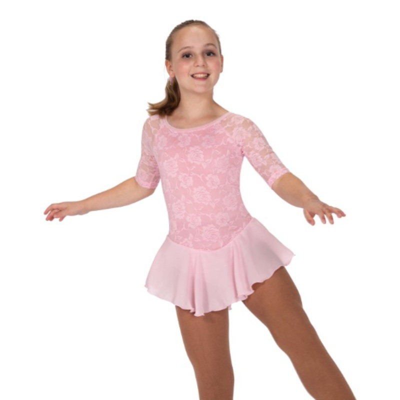 J653/22 Floral Lace Dress Pink Child 10-12