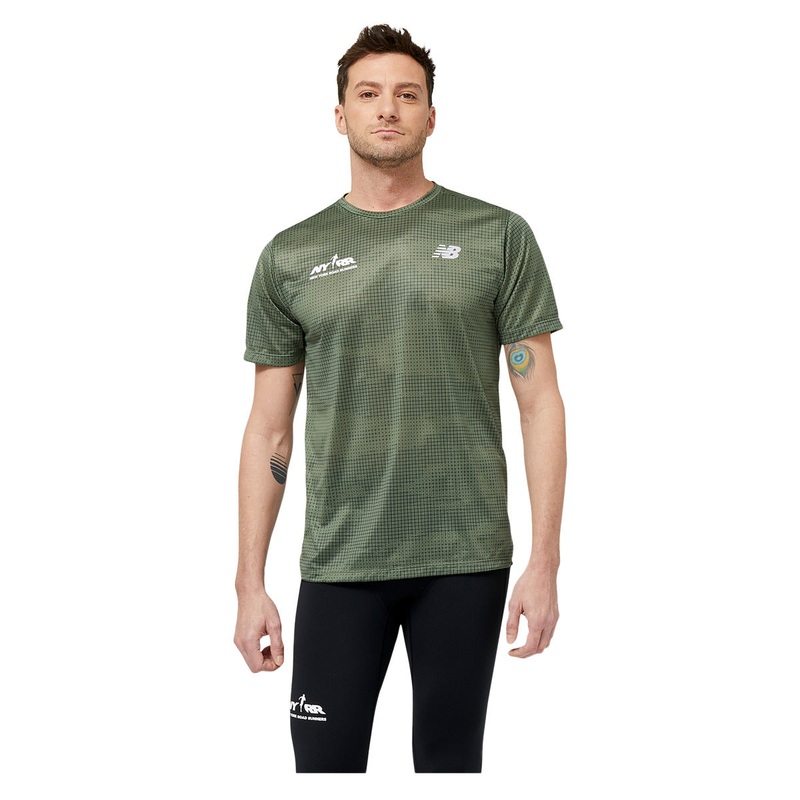 Men’s Run For Life Printed Impact Run Short Sleeve DEEP OLIVE GREEN M