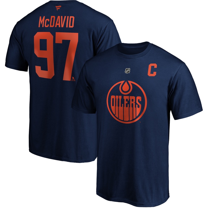 Alternate Authentic Stack Name and Number Men’s Tee – Edmonton Oilers McDavid NAVY S