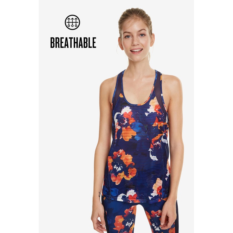 Desigual Sport Racerback Top – Camo Flower Adult Small