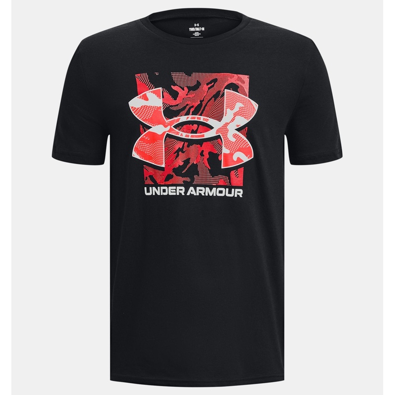 Boy’s Youth Box Logo Camo Short Sleeve Tee BLACK XS