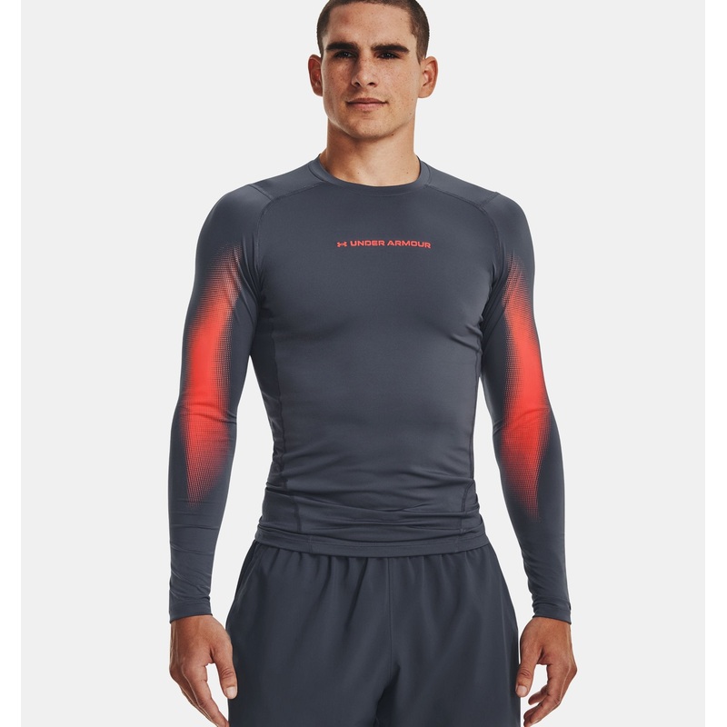 Heatgear Long Sleeve Men’s DOWNPOUR GRAY/AFTER BURN S