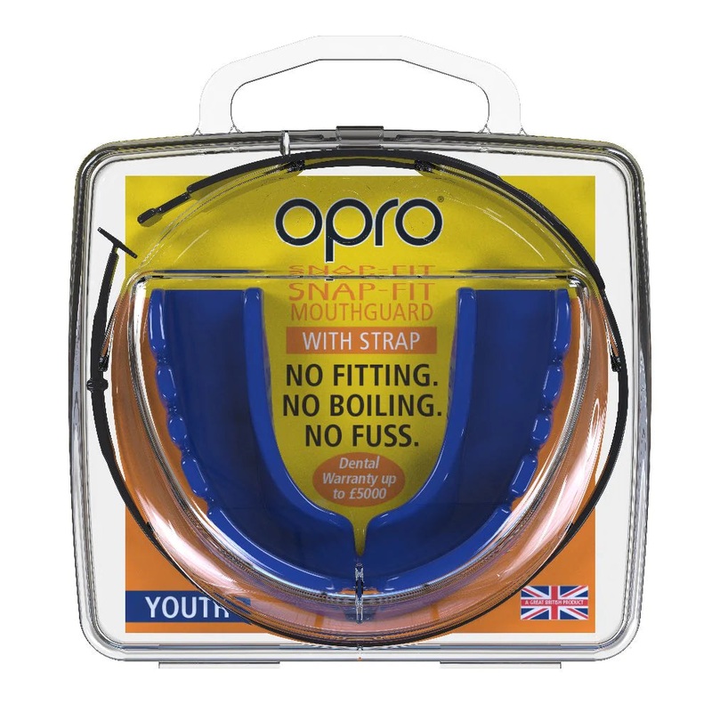 Opro Snap Fit Mouthguard with Strap Black Youth
