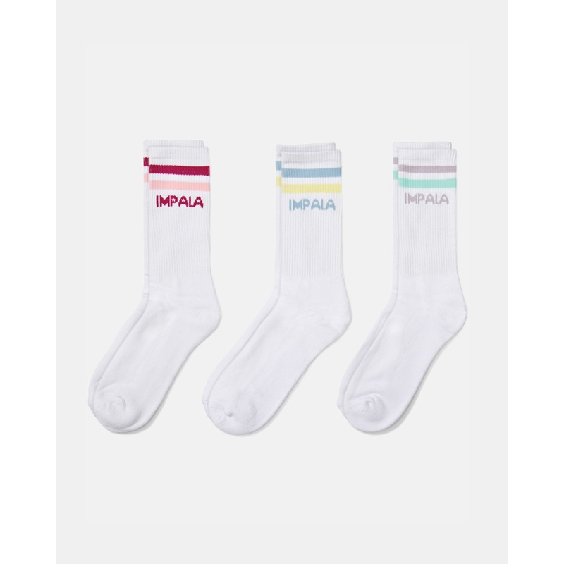Impala Stripe Socks 3 Pack – Pastel Pastel 1Sz