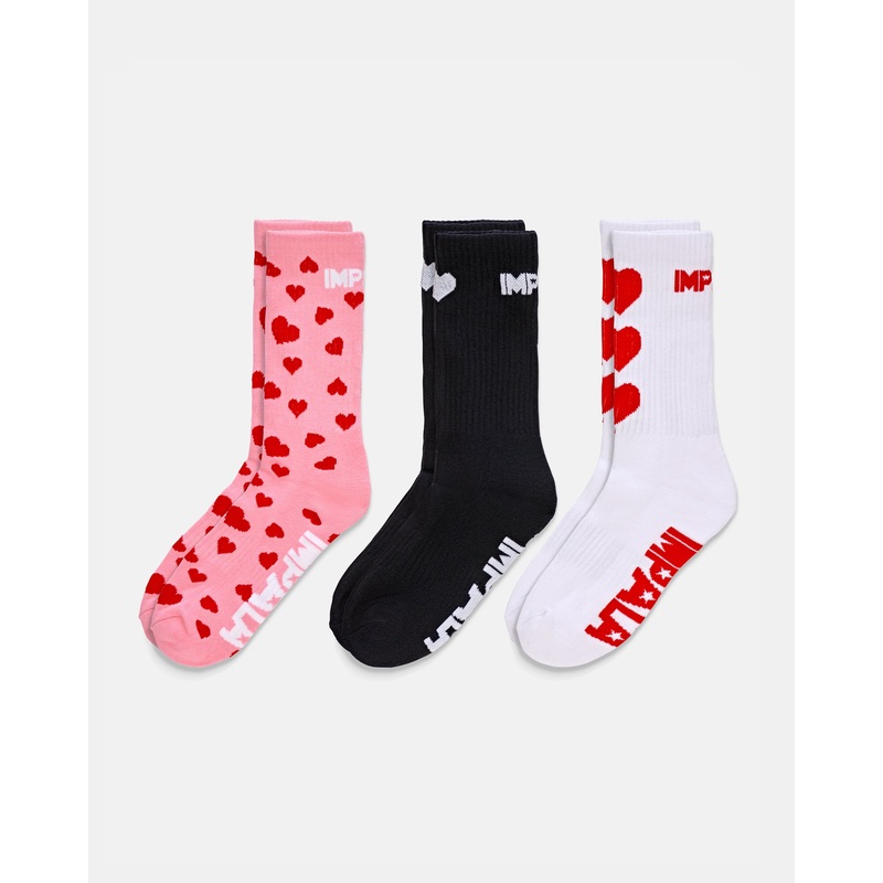 Impala Skate Socks 3 Pack – Falling Hearts FALLING HEARTS 1Sz