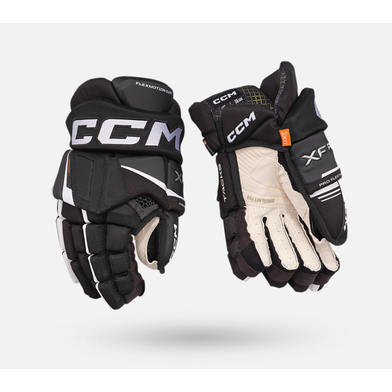 CCM Junior Tacks XF Pro Hockey Gloves BLACK/WHITE 12″