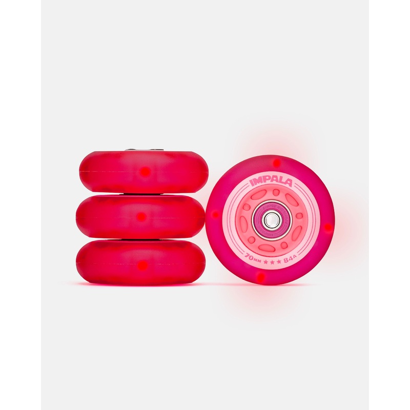 Impala Inline Light Up Wheels (4 Pack) – Pink / Red Pink/Red 70