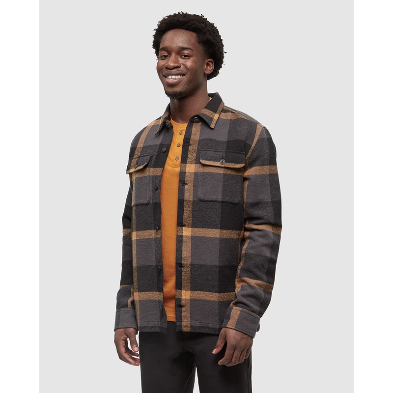 Tentree Men’s Woodford Jacket Plaid Long Sleeve Button-Up GRAPHITE CABIN PLAID M