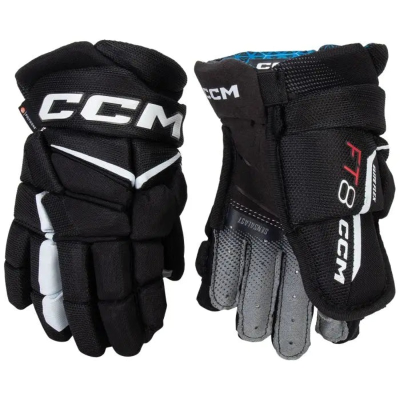 CCM JetSpeed FT8 Junior Hockey Gloves BLACK/RED 10″