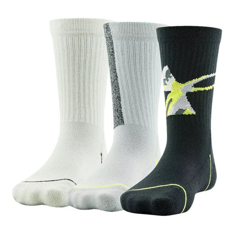 Boy’s Phenom Crew Socks – 3 Pack BLACK/GRAY/WHITE S