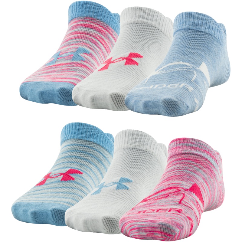 Girls’ Essential No Show 6-Pack Socks BLUE/WHITE/PINK M