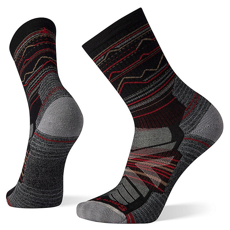 Men’s Light Cushion Mountain Range Pattern Crew Socks BLACK M