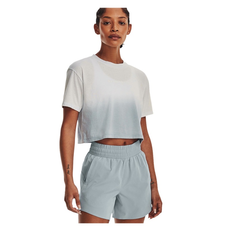 Women’s Branded Dip Dye Crop T-Shirt GREY MIST/WHITE XS